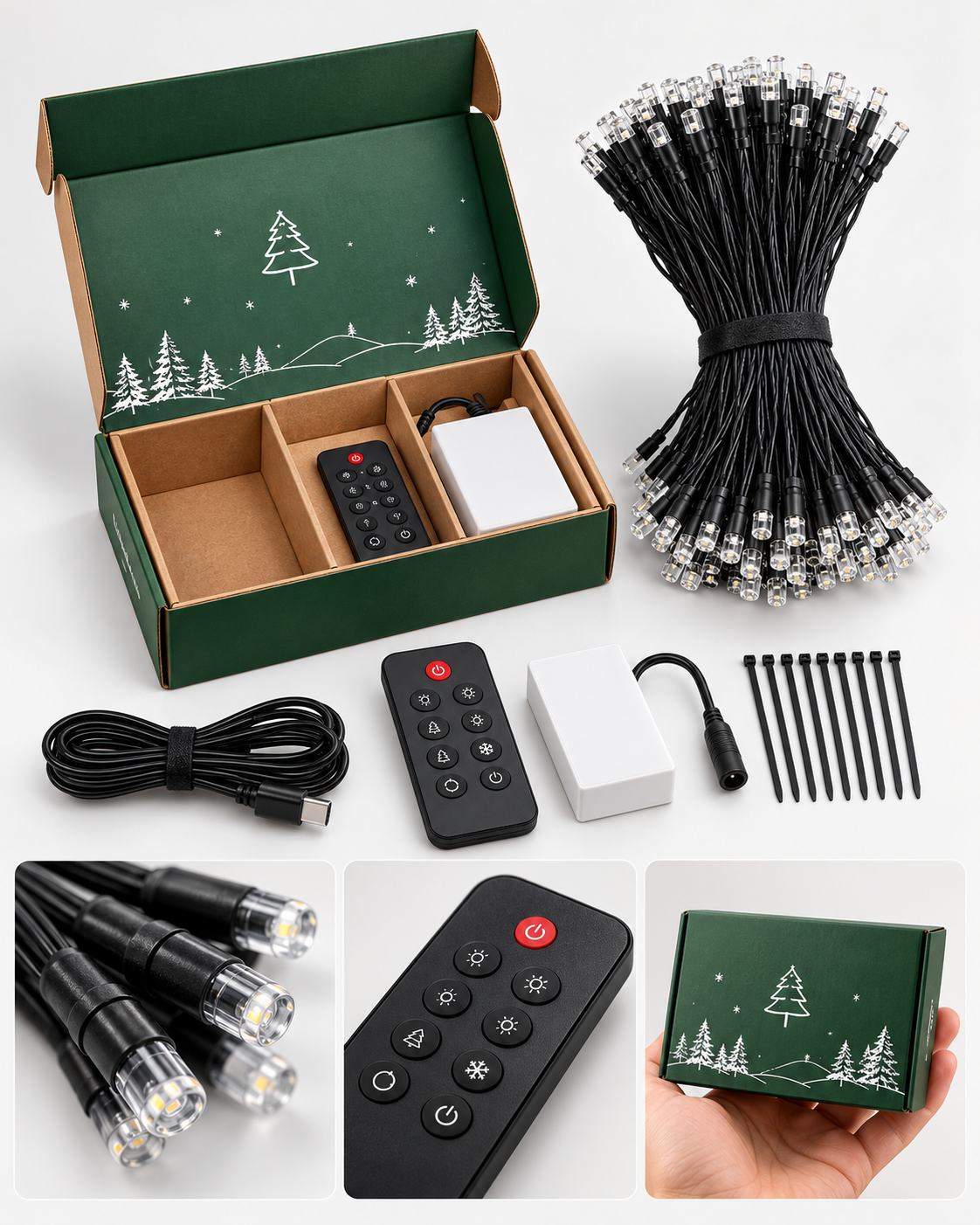 APP Controlled Fairy String Lights DIY Pattern Music Sync LED Curtain Lights Timer Function USB Powered Smart Lights